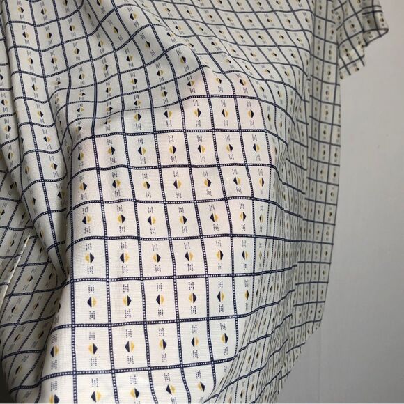 Kmart Shirt Mens XL White Vintage 70s Pointed Collar Button Up Geometric Check - Picture 10 of 12